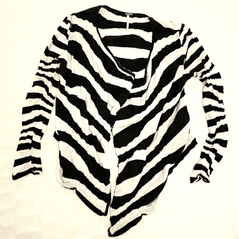 Free People Commotion Striped Crinkle Cardigan, Size Medium View 2